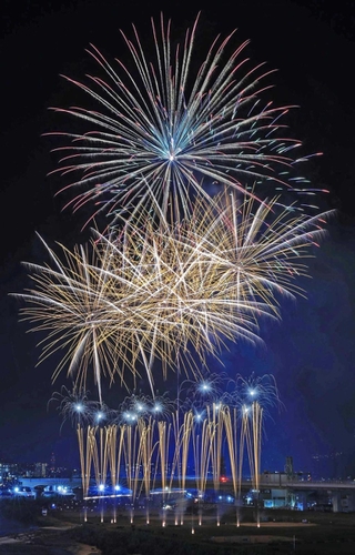 夜空を彩った昨年の猪名川花火大会の様子＝川西市加茂６から