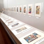 「現時五十四情」の錦絵が並ぶ会場＝西宮市鞍掛町、酒ミュージアム