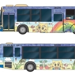 今西彩乃さんの色鉛筆画を基にしたラッピングバスのデザイン画（猪名川町提供）