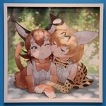 カラカル（左）とサーバルのイラスト＝宝塚市武庫川町