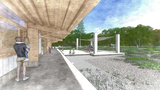 管理棟軒下のイメージ図（市提供）