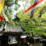 風薫る境内。青々とした山に囲まれる＝宝塚市米谷