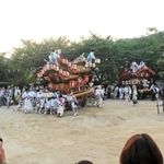だんじりの宮入りを分散し、密集を避けて行われた保久良神社の春祭り＝４日午後、神戸市東灘区本山北町６の鷺宮八幡神社