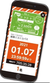神姫バスが４日から販売する「姫路ニコニコパス」のスマートフォンアプリ画面（神姫バス提供）