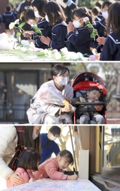 お別れ会などで２代目姫子をしのぶ市民ら。追悼メッセージは小さな子どもたちからも寄せられた＝姫路市立動物園（撮影・小林良多）