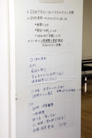 室内の柱には仕事内容が明示されていた＝姫路市坂田町