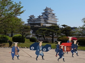 拡張現実（ＡＲ）技術を使い、かつての大名行列の様子を再現する演出のイメージ（姫路市提供）