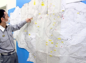 軽救急車が通行できる狭い路地を細かく記した島内地図