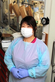 コロナ感染者専用のフロアで、この１年を振り返る山下恵子さん＝姫路市夢前町前之庄