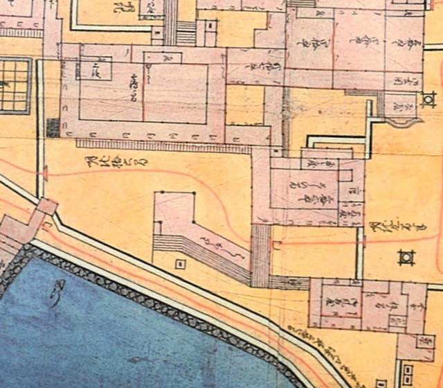 姫路城の三の丸の御殿にあったとされる能舞台の平面図