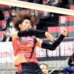 ミドルブロッカー佐々木千紘。初の代表選出に飛躍を誓う＝ヴィクトリーナ・ウインク体育館