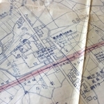 図面にある山陽網干（旧電鉄網干）駅周辺。延伸により、駅（左奥）のそばに新しい駅を設けることが考えられていたことが分かる＝姫路市余部区下余部