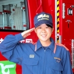 県消防学校で女性初の首席に輝いた田中未唯さん＝姫路市西今宿３
