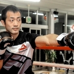 全日本社会人選手権のライトヘビー級で優勝した山本洋輝選手＝姫路市網干区垣内東町、川端スポーツボクシングジム