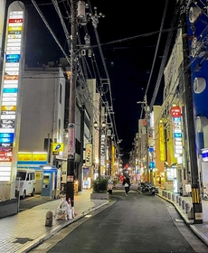 姫路の繁華街の中心地・魚町通り。軒を連ねる飲食店のネオンが輝く＝姫路市魚町
