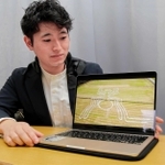 プロジェクトを説明する夢前ゆめ街道づくり実行委の服部佑亮さん＝姫路市役所