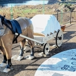 「銀の馬車道・鉱石の道」をＰＲするモニュメント＝姫路市砥堀