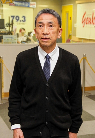 災害を想定した訓練の大切さを訴える、ＦＭゲンキ常務の野勢哲志さん＝姫路市本町