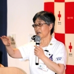 国際救援活動の体験を報告する高原美貴さん＝姫路赤十字病院