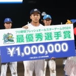 イースタンで４打点と活躍し、ＭＶＰに輝いた加古川市出身の橋本星哉選手（ヤクルト）＝姫路市飯田、ウインク球場（撮影・辰巳直之）