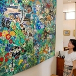 姫路のギャラリー喫茶で丸投三代吉の個展 夢前川で泳ぐ子、七夕飾り