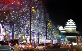 昨年開かれた「Ｈｉｍｅｊｉ　大手前通りイルミネーション」の様子＝２０２３年１１月２２日、姫路市駅前町から