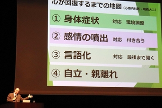 不登校の当事者や保護者の支援について語られたフォーラム＝アクリエひめじ