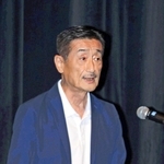 阪神・淡路大震災の報道を振り返る宮田英和さん＝姫路市市民会館