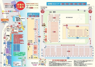 「姫路みなと祭海上花火大会」の会場で配布するチラシ。入退場の経路を示している（提供）