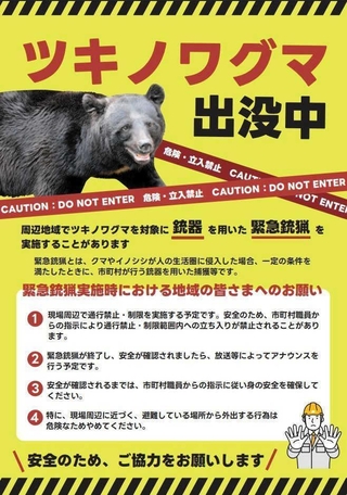 緊急銃猟の啓発チラシ（環境省提供）