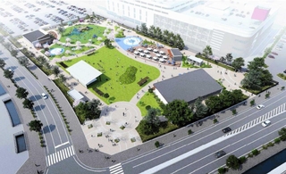 飾磨中央公園のリニューアル後のイメージ。奥がイオンモール姫路リバーシティー（イオンリテール提供）