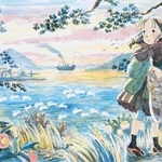 展示されるカラー原画「この世界の片隅に」２００７年（（ｃ）こうの史代／コアミックス）