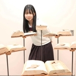 「時間」をテーマにした木彫作品で、全国高校総合文化祭に推挙された千家愛さん＝香寺高校