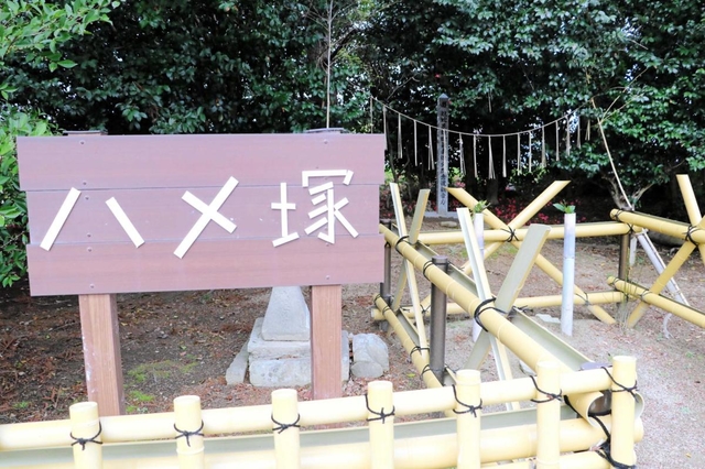 ６００年以上の歴史があるとされる「ハメ塚」。マムシを恐れる農民たちの思いがしのばれる＝小野市中島町