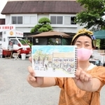 「ドライブインｉｉＭｏｒｉ」の完成イメージ図と田居史江さん＝加西市鶉野町