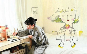 映画「コットンダイアリー」に登場する尾松琴音さんと自筆のイラスト（（ｃ）ｏｍａｔｓｕ　ｋｏｔｏｎｅ）