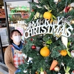 「北はりま旬菜館」の前に置かれたクリスマスツリー＝西脇市野村町
