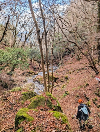 川沿いの渓谷を進む三谷コース＝多可町加美区