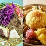 「アララギ」のカレー（右）と「スパイス食堂みろく」のカレー
