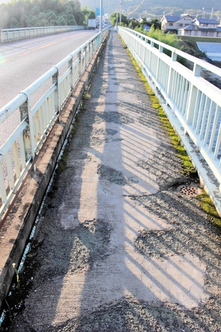 拡幅を求め署名活動が進む、滝野大橋の歩道＝加東市内