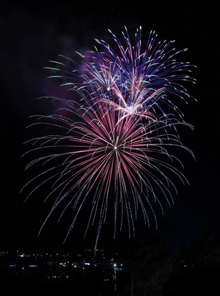 夜空を彩った打ち上げ花火＝西脇市上比延町