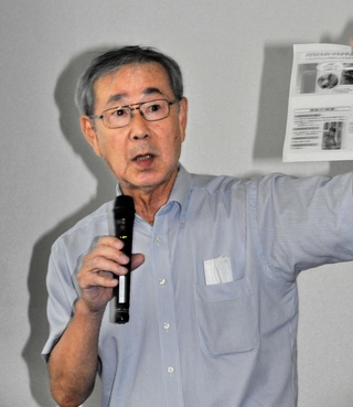 「倒れたその場で胸を押して」と呼びかけた桐淵博さん＝コミセンおの