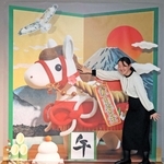 つぶらな瞳をした馬のトリックアート＝加東市下滝野、加東アート館