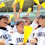 ３年ぶりに甲子園出場を決め、歓喜に沸く社の応援席＝ほっともっとフィールド神戸