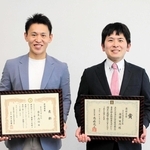 最優秀賞に輝いた後藤栄作さん（右）、藤原尚嗣さん＝多可町商工会