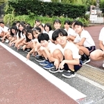 通学路の危険箇所を調査した富田小学校６年生の要望で引き直された白線＝加西市窪田町