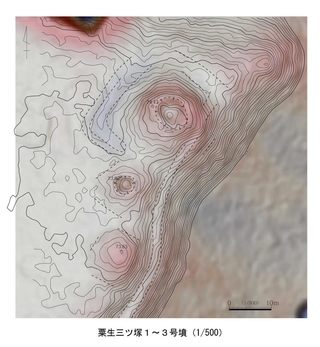 粟生三ツ塚古墳群測量図（好古館提供）