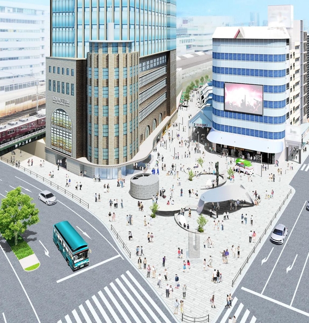 リニューアルする阪急神戸三宮駅北側周辺。ビルと一体となったにぎわいの創出が期待される（神戸市提供）