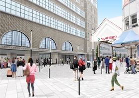 サンキタ通りと一体化する阪急神戸三宮駅北側周辺。開放感を演出する（神戸市提供）