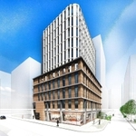 神戸銀行協会ビルの建て替えに伴い、新たに建設されるビルの完成予想図（神戸土地建物提供）